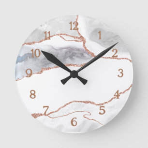 Horloge Ronde Rose Gold Blanc Luxe Pailleté Agate