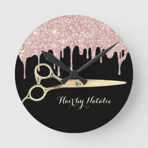 Horloge Ronde Rose Gold Parties scintillant Drivers Gold Scissor