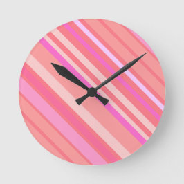 Horloge Ronde Rose Moderne Chic Diagonal Grilles