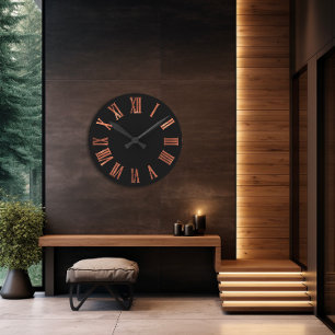 Horloge Ronde Rose noir cuivre or minimal métal urbain