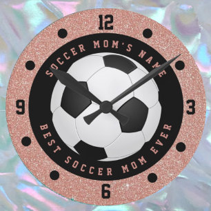 Horloge Ronde Rose personnalisé Gold Rose filles de football bal