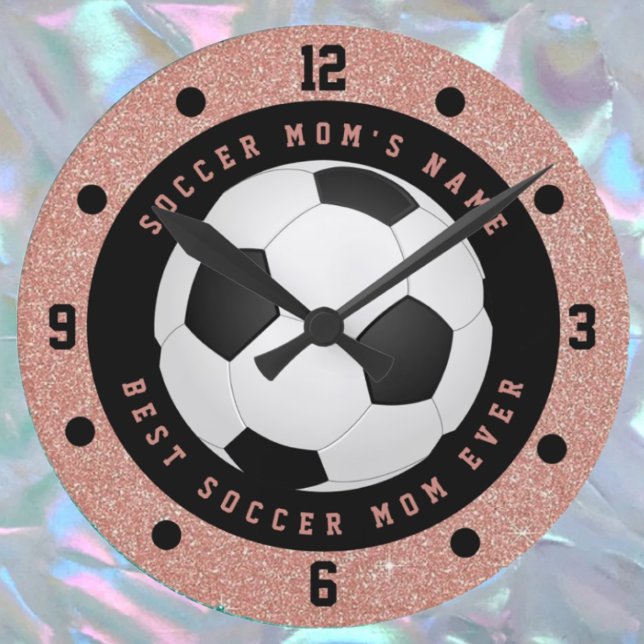 Horloge Ronde Rose personnalisé Gold Rose filles de football bal (Créateur téléchargé)