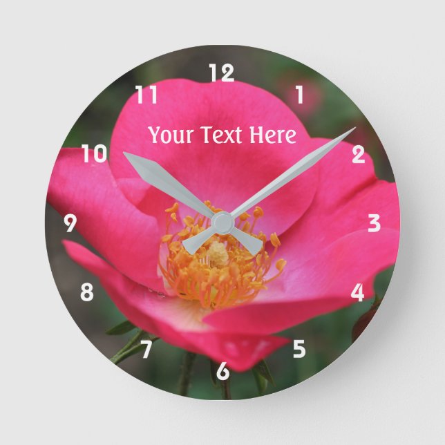 Horloge Ronde Rose Profonde En Fleur De Fleur (Recto)