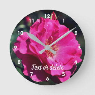 Horloge Ronde Rose rose en pleine floraison Personnalisé