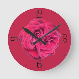 Horloge Ronde Rose rouge