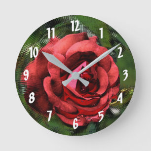 Horloge Ronde Rose rouge Abstraite