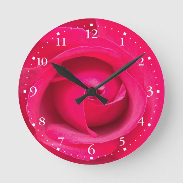 Horloge Ronde Rose rouge romantique (Recto)
