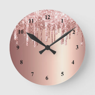 Horloge Ronde Rose tendance Parties scintillant or disques Graph