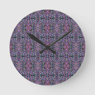 Horloge Ronde Rose violet géométrique