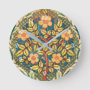 Horloge Ronde Rose Wreath par William Morris, design populaire
