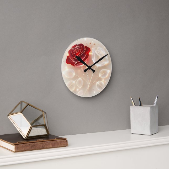 Horloge Ronde Roses de lumière et d'amour (Bureau)