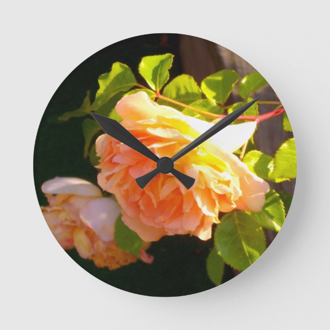 Horloge Ronde Roses de pêche par pays (Recto)