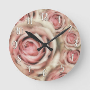 Horloge Ronde Roses roses modernes shabby chic romantiques perso