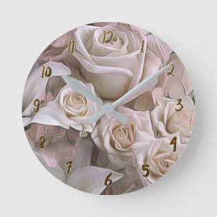 Horloge Ronde Roses Roses Roses Shabby Chic Rustique Personnalis