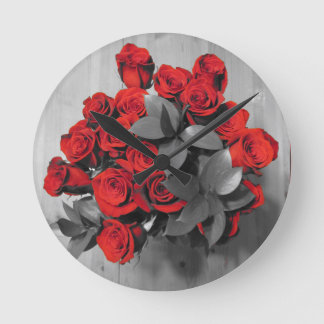 Horloge Ronde roses rouges