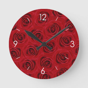 Horloge Ronde Roses Rouges Personnalisés