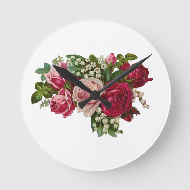 Horloge Ronde Roses victoriens classiques Romance lys de la vall (Recto)