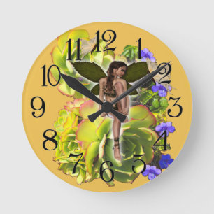 Horloge Ronde Rosette Succulent Visiteurs