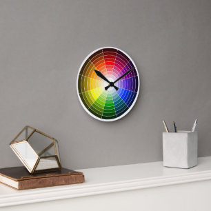 Horloge Ronde Roue couleur artiste Arc en arc-en-ciel