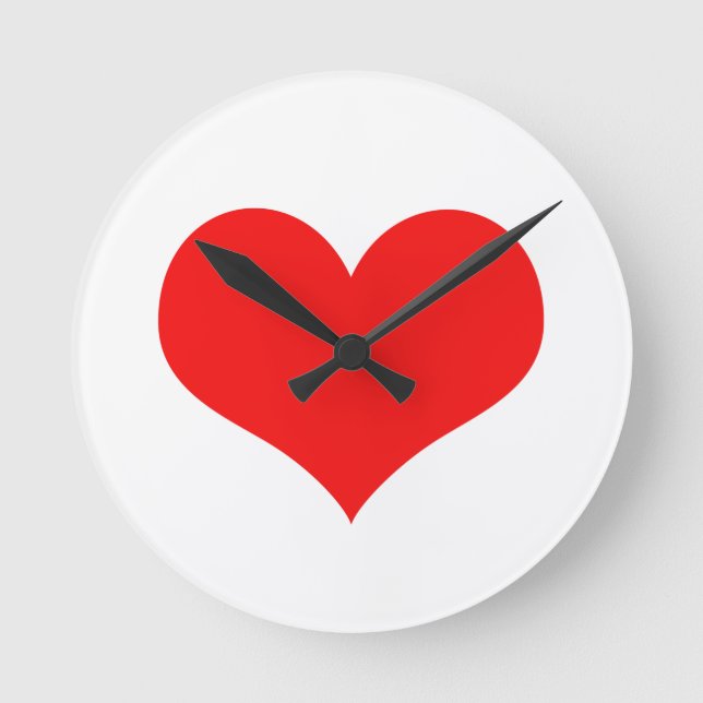 Horloge Ronde Rouge Coeur mignon Saint Valentin Couleur blanche  (Recto)