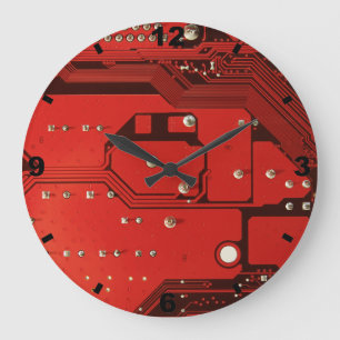 Horloge ronde ROUGE de CARTE MÈRE grande