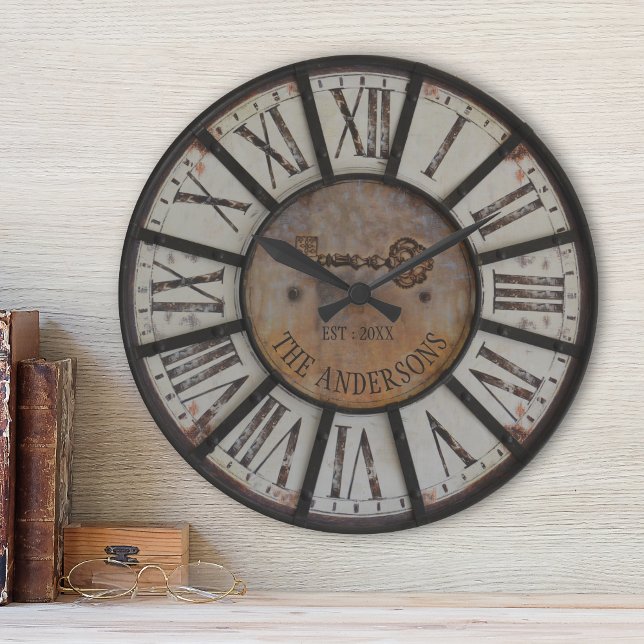 Horloge Ronde Rustic Industrial Farmhouse (Créateur téléchargé)