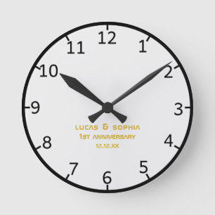 Horloge Ronde Rustic Paper 1st Wedding Anniversary Wall Clock