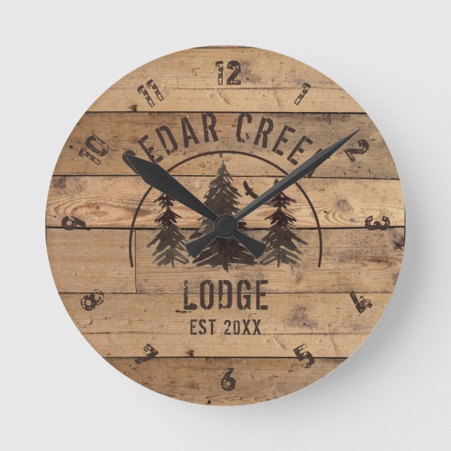 Horloge Ronde Rustique Pays Bois Forêt sauvage Personnalisée (Recto)