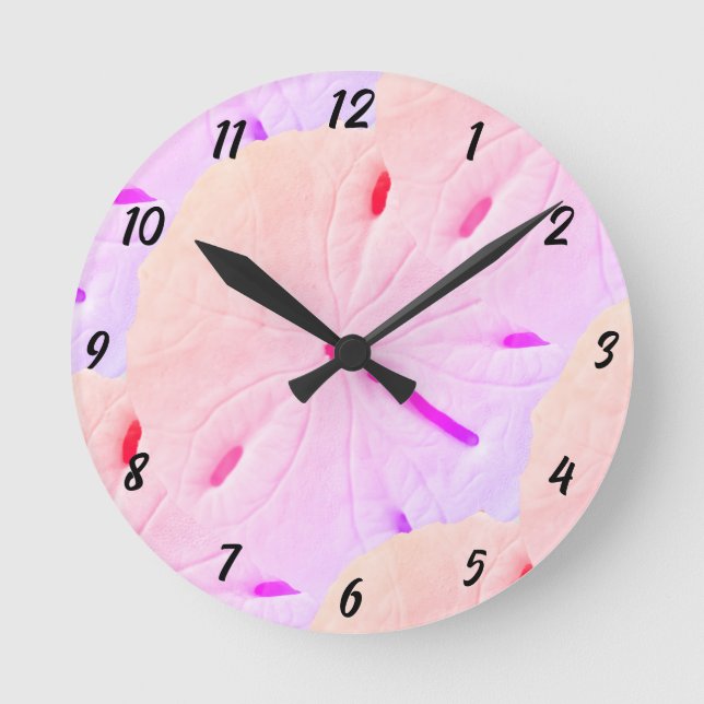 Horloge Ronde Sable Dollar Plage rose violet Art Abstrait Cadeau (Recto)