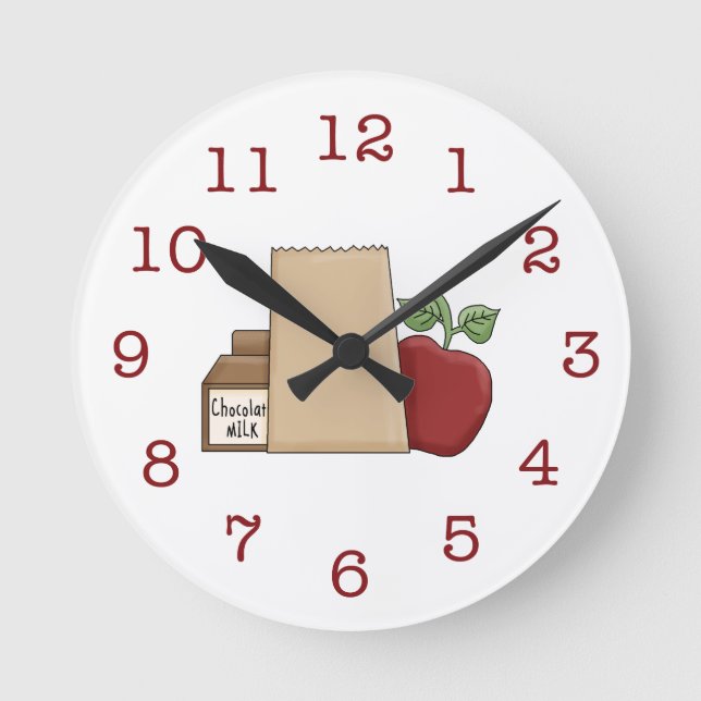 Horloge Ronde Sac à lunch/Pomme/Lait au chocolat (Recto)