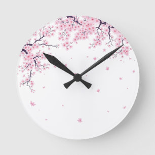 Horloge Ronde Sac en toile Art Japonais Cerisier Sakura 