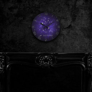 Horloge Ronde Sagittaire pourpre zodiaque Horoscope astrologiq