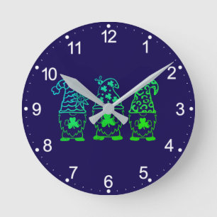 Horloge Ronde Saint Patrick's Day Gnomes-60682