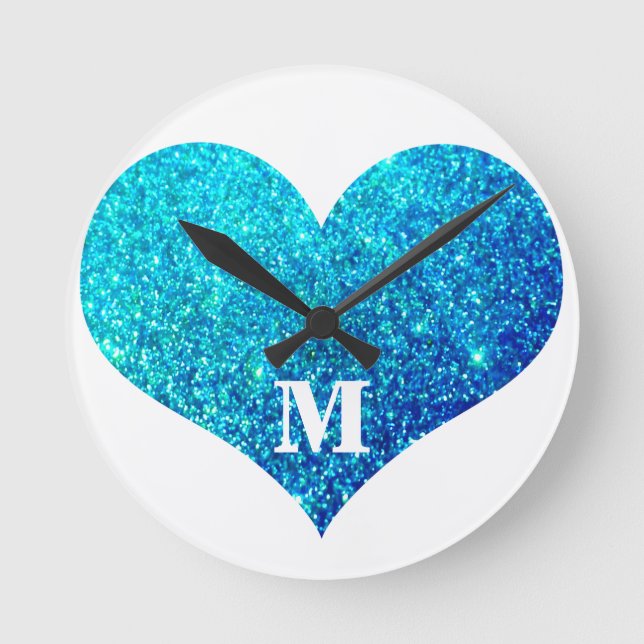 Horloge Ronde Saint Valentin Coeur Monogramme Parties scintillan (Recto)