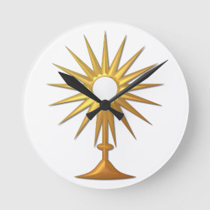 Horloge Ronde Sainte Eucharistie de la Monstrance d'or