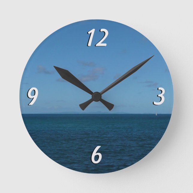Horloge Ronde Sainte-Lucie Horizon Océan Bleu (Recto)