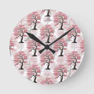 Horloge Ronde Sakura Rose Cherry Fleur Arbre Design