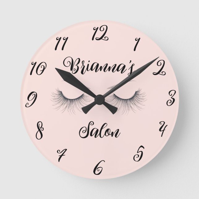 Horloge Ronde Salon rose Chic Wispy Eyelashes Personnalisé (Recto)