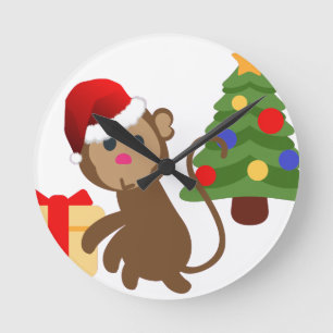 Horloge Ronde santa claus monkey emoji