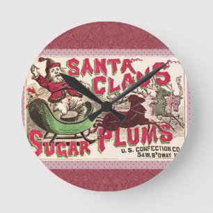 Horloge Ronde Santa Claus Sugar Plum Christmas