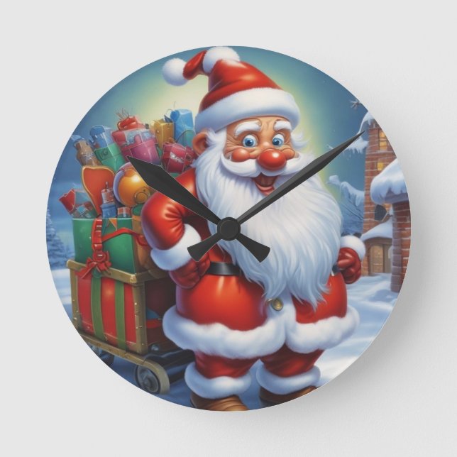 Horloge Ronde Santa Clause Joyeux Noël Bonne année (Recto)