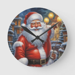 Horloge Ronde Santa Clause Joyeux Noël Bonne année