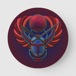 Horloge Ronde Scarab égyptien coloré