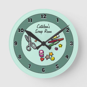Horloge Ronde Scénario personnalisé turquoise ou salle d'artisan