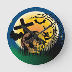 Horloge Ronde Scène Halloween