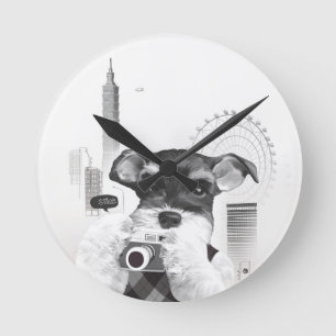 Horloge Ronde Schnauzer avec caméra