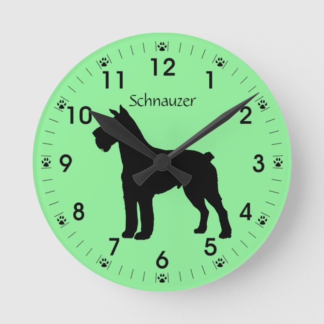 Horloge Ronde Schnauzer Silhouette Personnalisée (Recto)