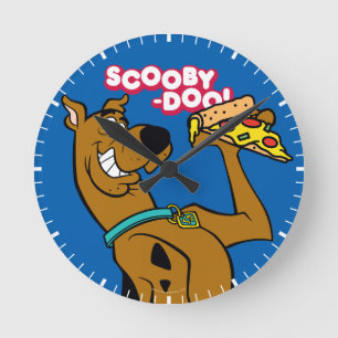 Horloge Ronde Scooby-Doo avec la tranche de pizza