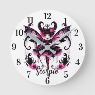 Horloge Ronde Scorpion rose Astrologie Signe du zodiaque Scorpio