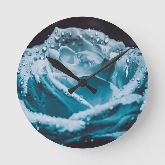 Horloge Ronde Se Déverse Sur Un Rose Zen Bleu. (Recto)